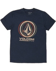 VOLCOM Mens Oversized Graphic T-Shirt Top Small Navy Blue Cotton DE28 - Picture 1 of 3
