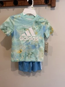 NWT Adidas T-Shirt & Shorts Set Boys Size 4 Blue 2-Piece Outfit - Picture 1 of 6
