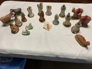 Vintage 1950s Chalkware/Plaster 19pc NATIVITY SET - Picture 1 of 17