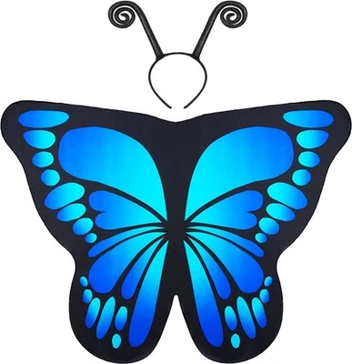 Butterfly Costume for Women Wings Adults Fairy Cape Halloween Blue Shawl - Image 1 of 4