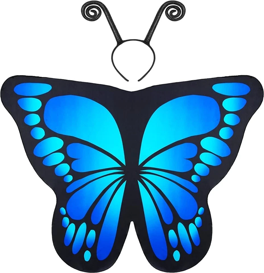Butterfly Costume for Women Wings Adults Fairy Cape Halloween Blue Shawl - Image 1 of 4