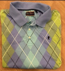 Payne Stewart Mens Large Golf Polo Shirt Multicolor Argyle L Colorful - Picture 1 of 10