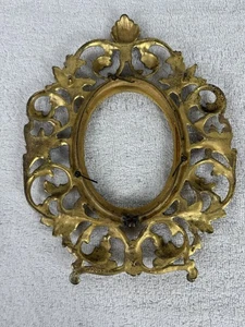 Antiker vergoldeter Eisen Metallrahmen schwere Bronzeoptik Wanddekor viktorianisch - Bild 1 von 2