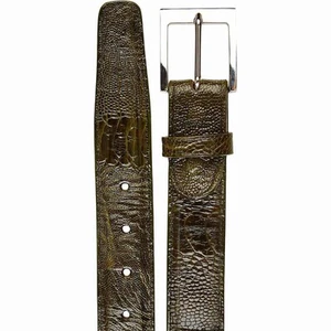 Belvedere Men's Olive Ostrich Leg Belt - Picture 1 of 2