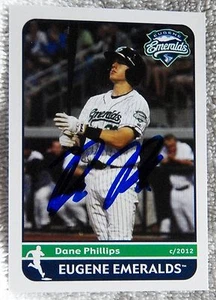 Tarjeta automática firmada por los Padres de San Diego Dane Phillips 2012 Eugene Emeralds - Imagen 1 de 1