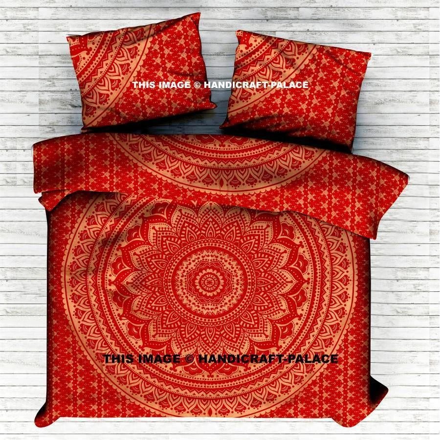Indian Queen Size Duvet Cover Set Ethnic Mandala Bed Spread with 2 Pillow Shams - Image 1 of 1