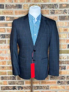 $445 Hugo Boss Jeffrey 202 Stretch Gray Plaid Wool Sport Coat 38S AP5 - Picture 1 of 11