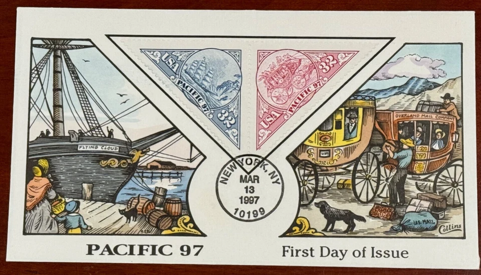 #3130-3131 Pacific 97 single FDC Collins Hand-Painted. Perfect!!! - Image 1 of 1