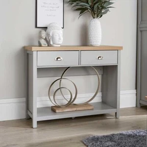 Console Table 2 Drawer Telephone Table Metal Handles Hallway Storage 36mm Top - Picture 1 of 10