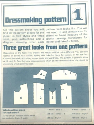 Dressmaking Pattern #1 - Jacket/3 Styles (Size A, B & C) - Image 1 of 2