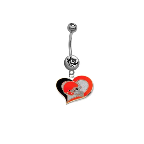 Cleveland Browns Swirl Heart Football Belly Button Navel Ring Piercing Cover