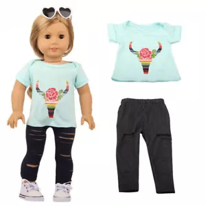 Bull Horn Totem Camiseta y Pantalones Hechos para 18"" American Girl Muñeca Ropa EE. UU. - Imagen 1 de 5