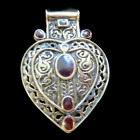Small Ornate Museum Replica Afghan Heart Pendant Brooch Signed