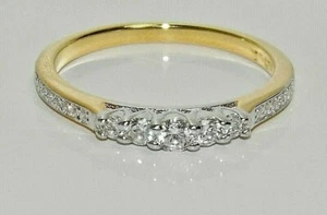 14k Solid Yellow Gold 5-Stone Eternity Wedding Band Ring Genuine Created 2.Ct - Picture 1 of 4