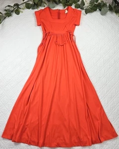 VTG 60's-70's Coral Empire Waist Short Sleeve Dress Size S - Picture 1 of 9