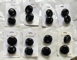 16- La Mode Genuine Leather Black Dome Buttons Most on Cards #s 2097 & 2098 USA - Picture 1 of 6