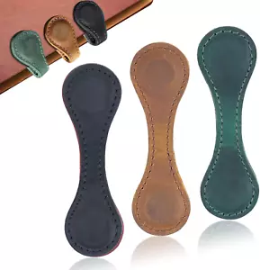 Leather Magnetic Bookmarks,3 Pcs Personalized Vintage Bookmarks Page Markers Con - Foto 1 di 12