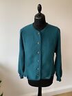 Vintage Gieger Austria Green Boiled Wool & Knit Button Up Cardigan Size M
