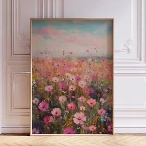 Pink Watercolor Botanical Wildflower Poppy Flowers Floral Wall Art Print Poster - Picture 1 of 6