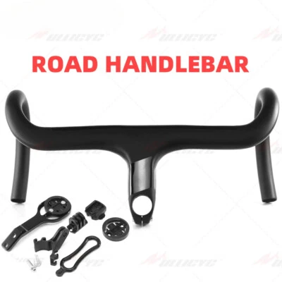 Full Carbon Black Road Bicycle Integrated Handlebar with Stem 28.6mm 340-420mm - Image 1 of 4
