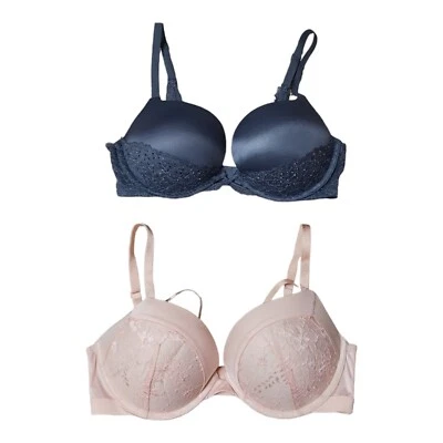 Lot of 2 VICTORIA'S SECRET Bras Very Sexy Padded Demi Push-Up 34D Bling Gray - Image 1 of 4