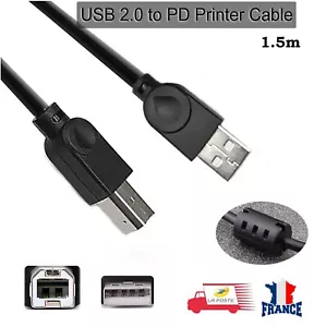 USB 2.0 Type B Male to USB A Printer Cable For Printers Scanners 1.5m - Picture 1 of 7