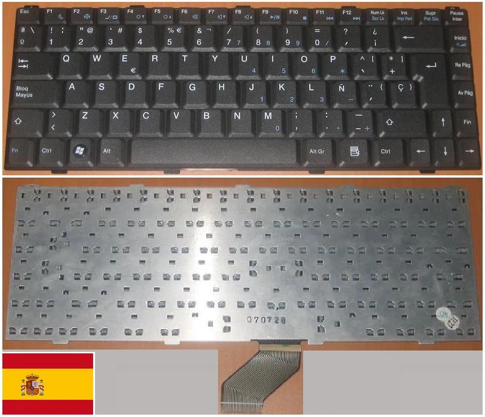 Keyboard qwerty Spanish ASUS Z96 K020662V1 04GNI51KSP00 MP-05696E0-6983 Black - Image 1 of 1
