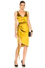 GALVAN LONDON Isabella Gold Silk Lace Up Side Thigh Party Dress UK8