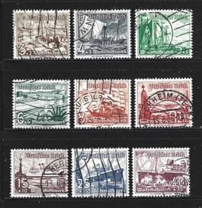DEUTSCHLAND - 1937 - HALBPOST - SCHIFFE - SCOTT # B107-115 - 9er SET - GEBRAUCHT - Bild 1 von 2