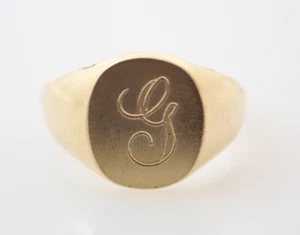 Vintage 10k Yellow Gold Filled Signet Initial Letter "G" Pinky Band Ring Sz 5 - Picture 1 of 5