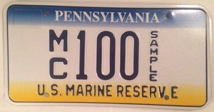 Pennsylvania US MARINE CORPS RESERVE license plate USMC Leathernecks Marines 100 - Picture 1 of 1