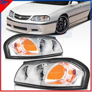 Headlights Assembly Chrome Headlamps For Chevy Impala 2000-2005 - Picture 1 of 8