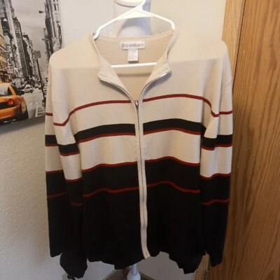 Top DressBarn Vintage Aspecto Rayas Damas Cremallera Completa Manga Larga-XL Foto 1 de 4