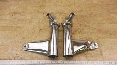 1981 Honda CB650C Custom H618-3) chrome front fork ears headlight mounts - Image 1 of 4