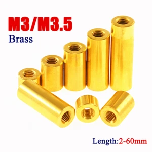M3-M3.5 Brass Round Nuts Long Round Spacers Standoff Sleeve Connecting Stud - Picture 1 of 10