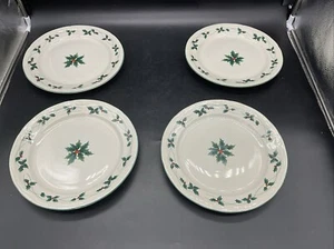 4 French Countryside Holiday Holly Dinner Plates - Picture 1 of 8