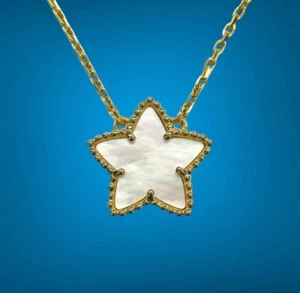 Van Cleef & Arpels 18K YG Lucky White Mother-of-Pearl Star Alhambra Necklace - Picture 1 of 5