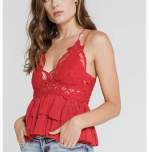 Free People Intimately Adella Cami Tank Top Red Ruffle XS, S, M, L - Picture 1 of 6