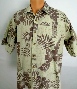 Cooke Street Honolulu Herren XL Hawaiihemd hellgrün Batik & hellbraune Grafik gebraucht, in einwandfreiem Zustand - Bild 1 von 7