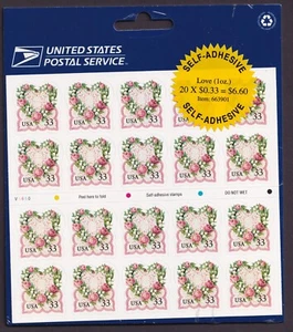 Scott #3274a Victorian Love Flower Wreath Booklet of 20 Stamps - Sealed Blue - Picture 1 of 4