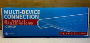 iClever IC-BK10 White Multi Device Ultra Slim Rechargeable Wireless Keyboard - Picture 1 of 2