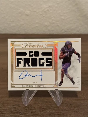 2023 Flawless Quentin Johnston Gold Rookie Patch Auto /10 (GO FROGS) - Image 1 of 2