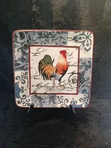 Certified International Plate Geoffrey Allen 8.5 Inches Square Roster - Picture 1 of 5