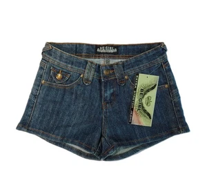 Be-Girl Jeanswear Shorts Womens Blue Classic Style Embroidered Pockets Zip Denim - Picture 1 of 18