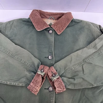 Chaqueta de pana St Johns Bay de colección para mujer forro a cuadros verde tareas de campo 1x LEER Foto 1 de 4