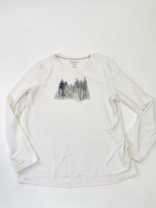 Croft & Barrows Women's Medium White Nature Graphic Sweater Basic Long Sleeve - Picture 1 of 7