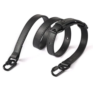 Bandolera de hombro de cuero genuino negra con asa de repuesto correa - Imagen 1 de 4