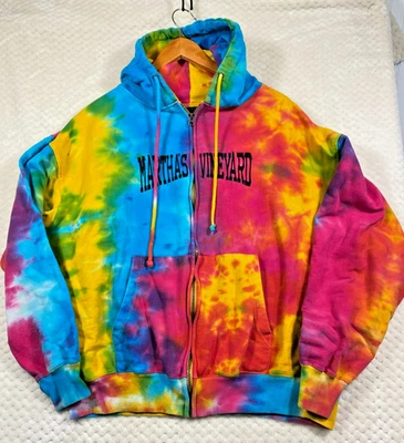 Sudadera con Capucha MARTHA'S VINEYARD Talla XL Tye Dye Cremallera Completa EE. UU. Algodón Red Foto 1 de 4