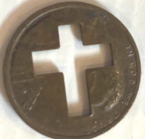 Crucifix Cross Punched 1972D Lincoln Penny Christian Religion Religious Gift - Picture 1 of 12