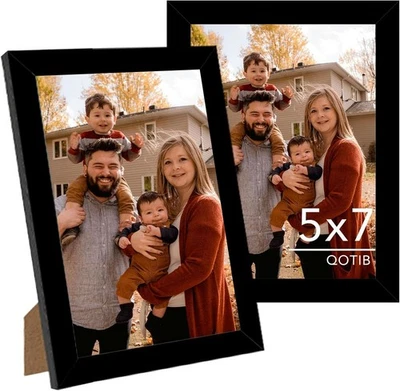 Marco de fotos negro de madera de ingeniería 5 X 7 paquete de 1 o 2 5X7 marco de fotos 5 por 7 fotos Foto 1 de 4